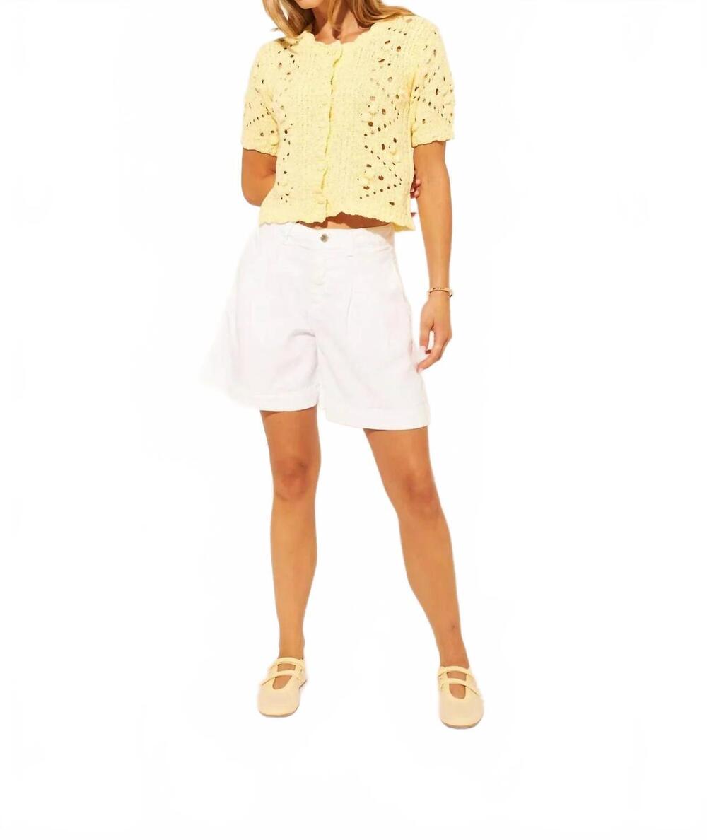 NEW JOHN + JENN lorenzo short sleeve cardigan in limonada